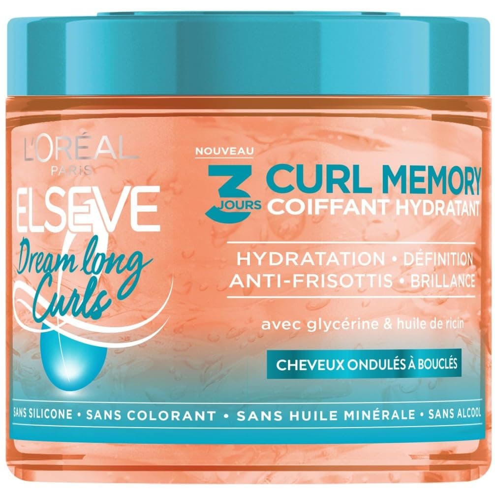 L'ORÉAL PARIS - Curl Memory Curl Definition Styling Jelly - Wavy to Curly Hair - Castor Oil & Vegetable Glycerin - Silicone Free - Elseve Dream Long Curls - 400ml