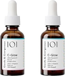Geek & Gorgeous - C-Glow - Sérum à 15% de vitamine C + acide férulique & vitamine E, protège contre les dommages environnementaux, stimule le collagène & unifie le teint - tous les types de peau, Pack