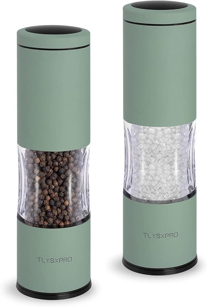 Salt and Pepper Mill Set with Adjustable Grind | Manual Pepper Mill with Refillable Design | Ceramic Core | Kitchen Essential (2 Pieces, Sage) - Image 1