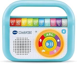 Music'Kid Blue, Children's Musical Walkman, Illuminated Bluetooth Speaker with Rhymes, Educational and Relaxing Songs, Voice Recorder, Gift for Children from 2 Years Old - Content in French