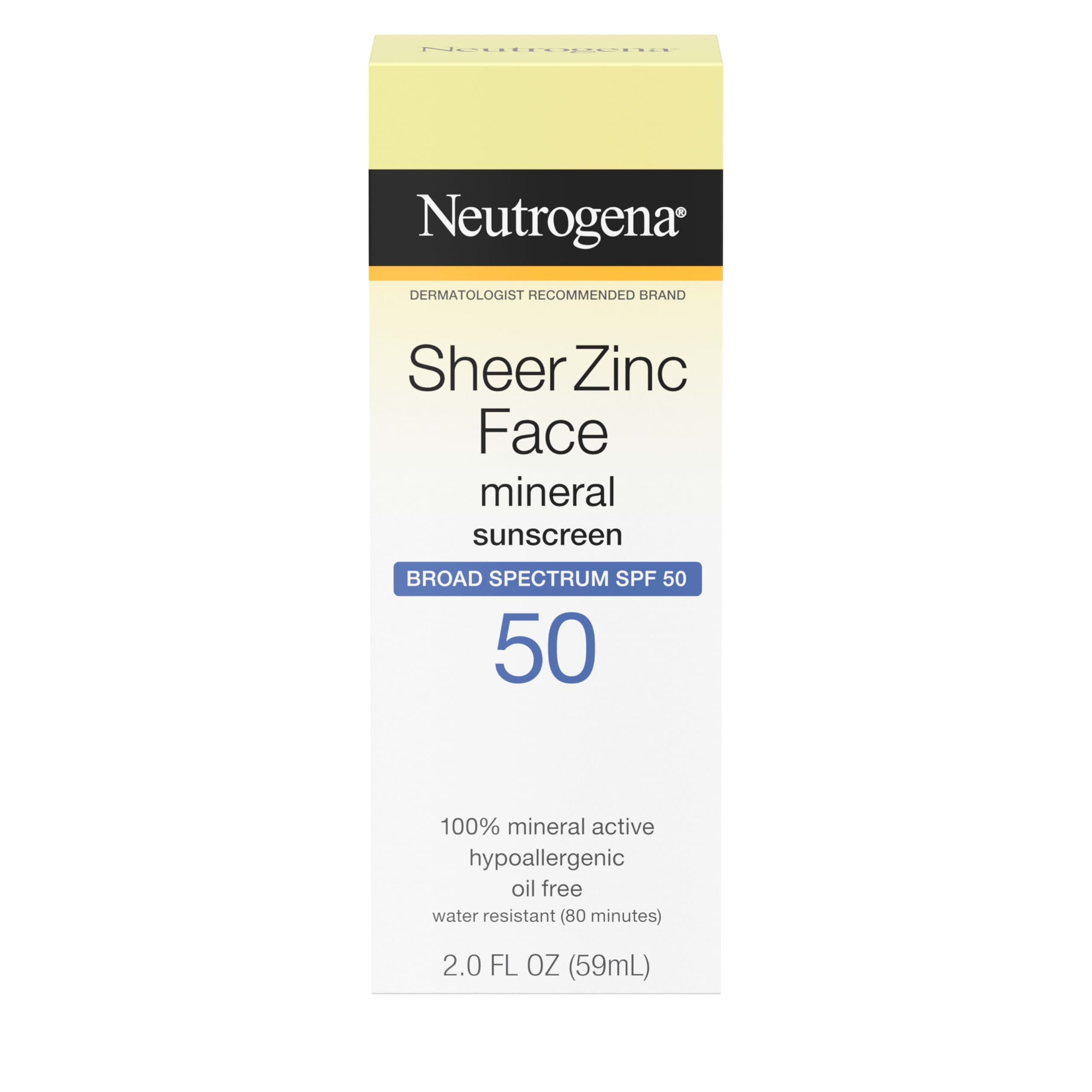 Neutrogena Sheer Zinc Oxide Dry-Touch Face Sunscreen with Broad Spectrum SPF 50, Oil-Free, Non-Comedogenic & Non-Greasy Mineral Sunscreen, 2 fl. oz - Image 10