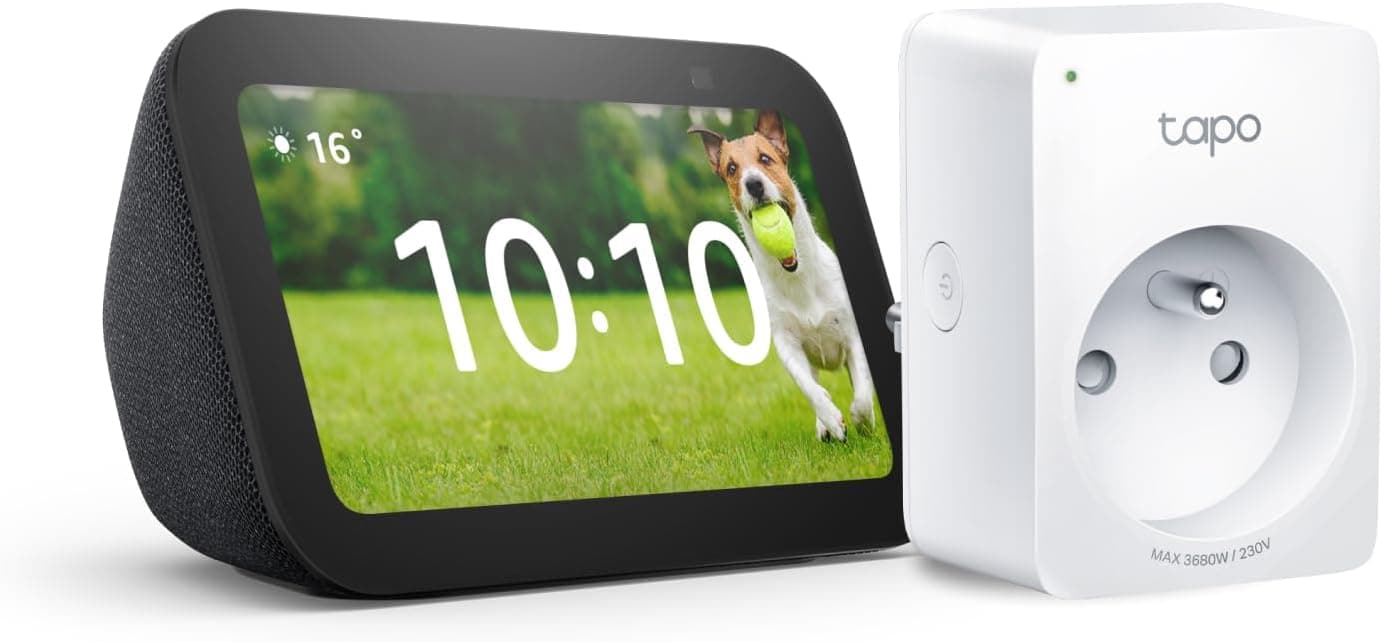 Echo Show 5 (3e génération) | Anthracite + Tapo Matter Prise Connectée, Fonctionne avec Alexa - Kit de démarrage Maison connectée - Image 1