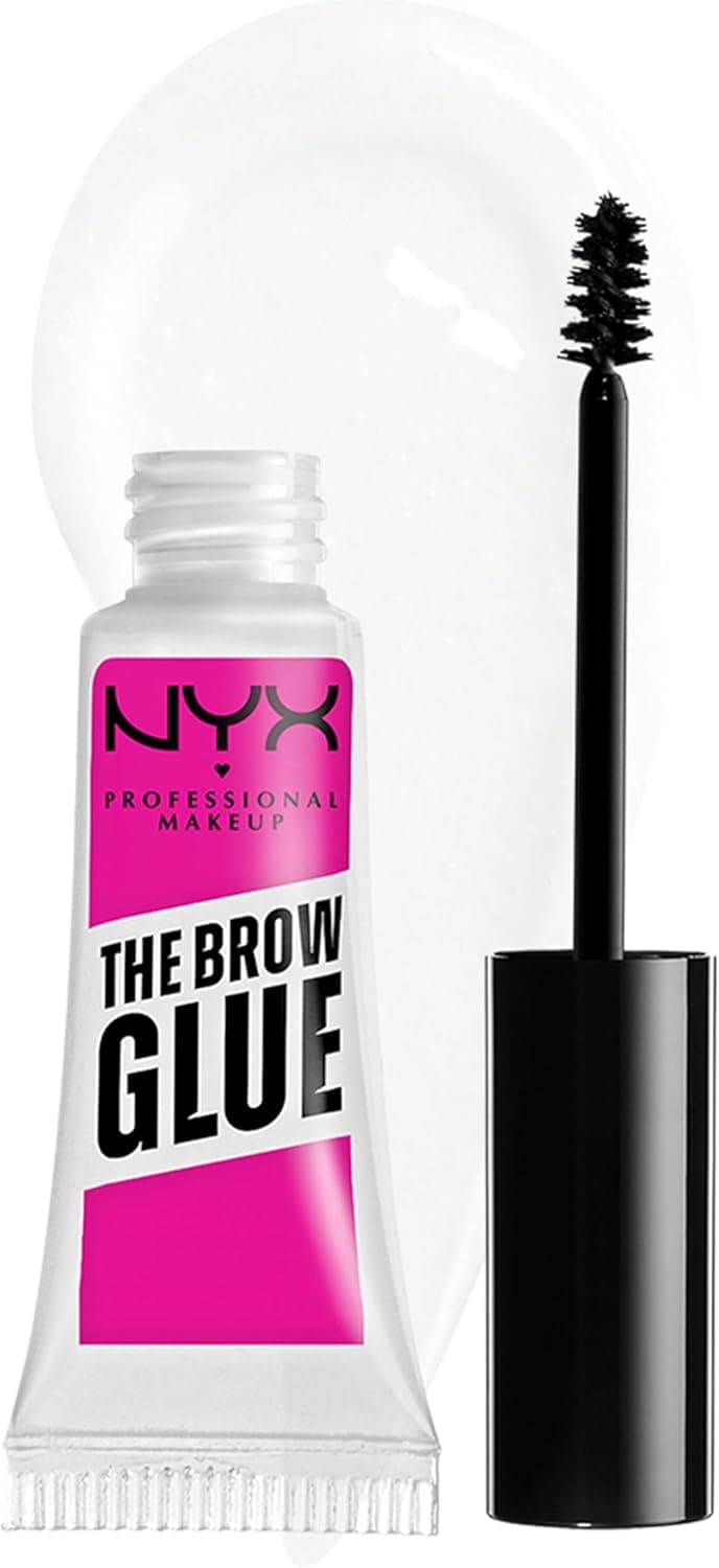 NYX Professional Makeup The Brow Glue, Tinted Eyebrow Fixing Glue, Vegan Formula, Natural Finish, Brush Applicator, The Brow Glue, Shade : Transparent (01)