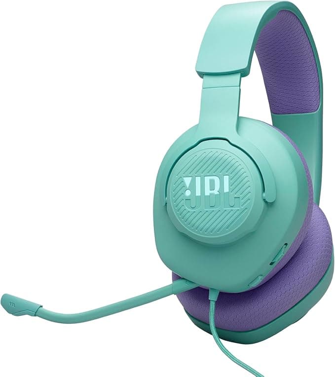 JBL Quantum 100M2 Wired Over-Ear Gaming Headset with Detachable Microphone, JBL QuantumSOUND Signature Sound, 3.5mm Jack Cable, Compatible with Many Platforms, Cyan Blue