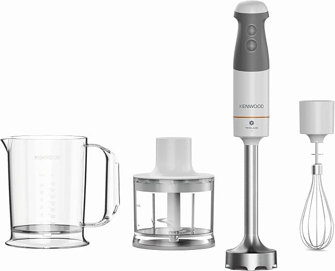 Kenwood HBM40.302WH TriBlade System 3 Blade Turbo 1 Speed Metal Rod 20 cm with Whisk Measuring Cup Shredder 0.5 L 850 W White - Image 1