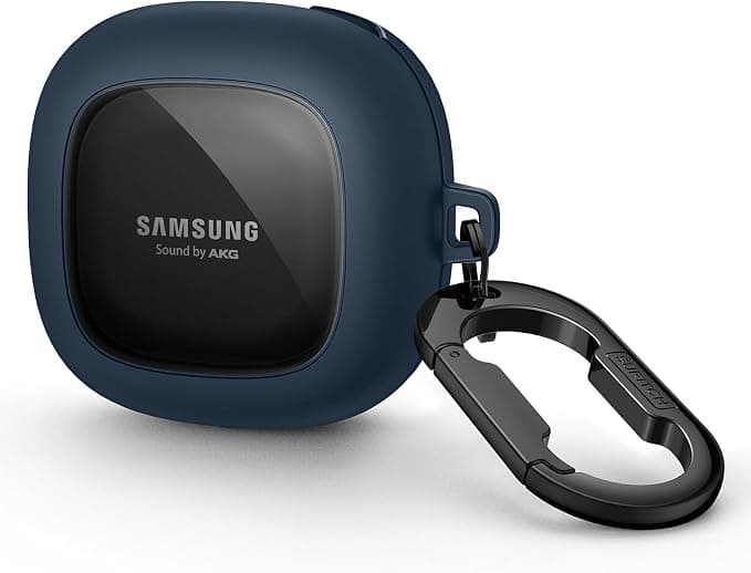 SURITCH Transparent Case Compatible with Samsung Galaxy Buds 2/Buds Live/Buds 2 Pro/Buds Pro/Buds FE Cover, Portable Shockproof Protective Case with Keychain for Samsung Buds 2 Navy Blue - Image 1