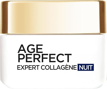 L'Oréal Paris Anti-Aging & Anti-Spot Night Cream - Rehydrating, Firming & Anti-Sagging Care - Collagen & Melanin-Block - Mature Skin - Age Perfect - 50 ml - Image 1