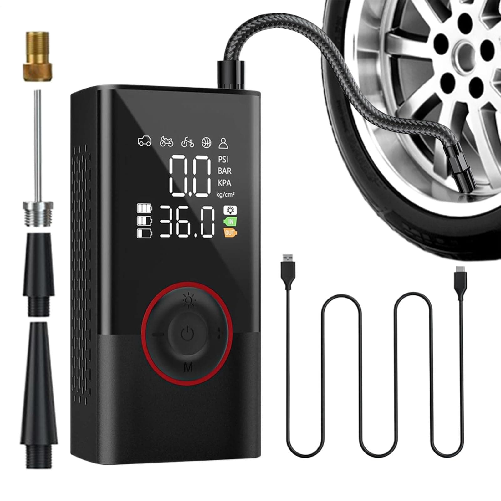 Mobil Pompe à air pour pneus de voiture, compresseur électrique de gonflage rapide de 150 psi, 5 modes, affichage numérique, gonfleur de pneu portable, pour automobile, camion, SUV, camping-car, vélos