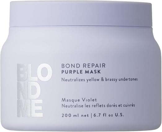 Schwarzkopf Professional BLONDME Bond Repair Purple Mask Neutralize Under Yellow Tones Colored Hair Lightened Bleached Deeply Nourishing And Strengthening 200ml - Image 1