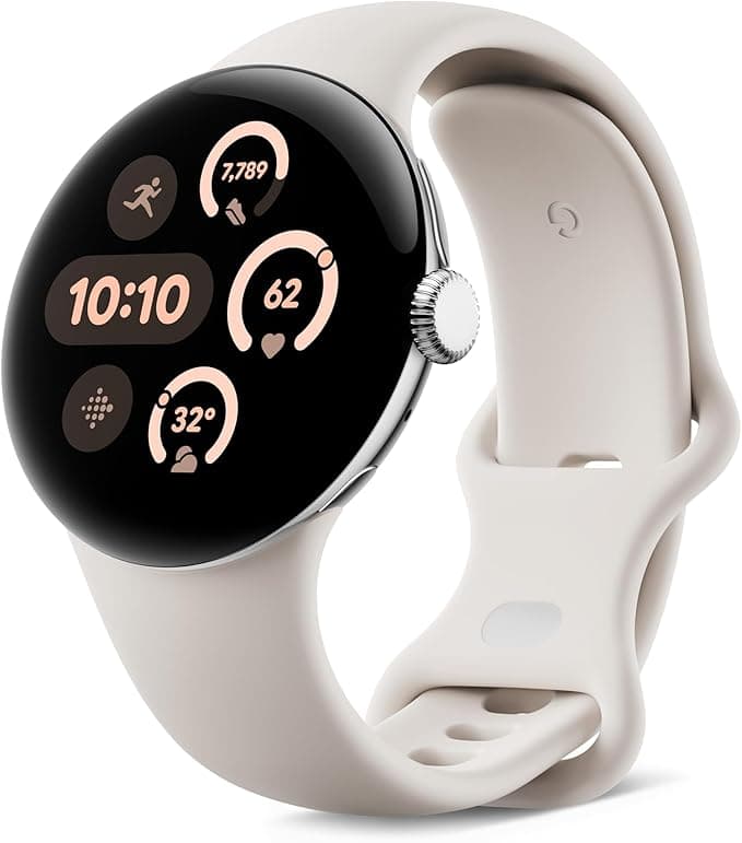 Google Pixel Watch 3 (41mm) — Polished Silver Case — Porcelain Strap — Wi-FI