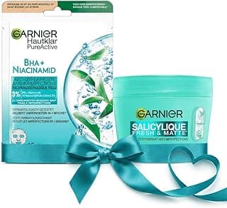 Garnier GARNIER - Salicylique - Coffret Idée Cadeau Saint-Valentin - Routine Hydratante & Matifiante - Masque Tissu Anti-Imperfections & Crème Sorbet Hydratante Fresh & Matte (85ml) - Tous Types de Peaux