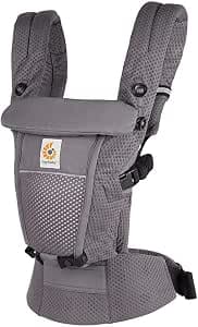 Ergobaby Adapt Baby Carrier for Newborns from Birth, Ergonomic 3 Position SoftFlex™ Mesh Baby Carrier for Belly and Back Carrier, Graphite Grey