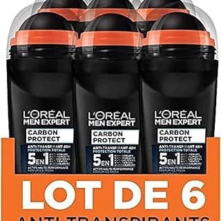 L'Oréal L'Oréal Paris Men Expert - Carbon Protect Ice Fresh - Déodorant Bille Spray Homme Anti-Traces - 50 ml - Lot de 6