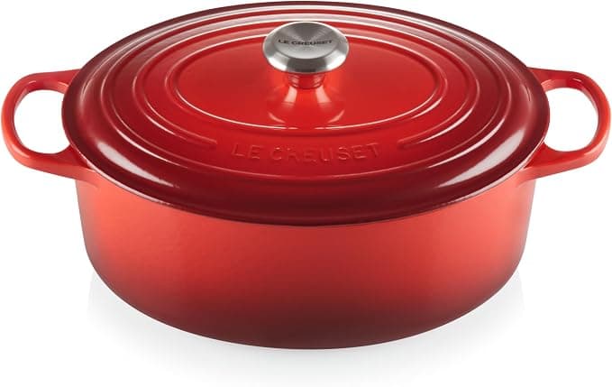 Le Creuset Signature Enamelled Cast Iron Casserole with Lid, 31 cm, Oval, 6.3 L, 5.7 kg, Cherry, 21178310602430 - Image 1