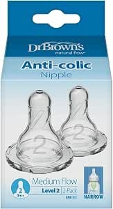 Dr. Brown's Dr Brown Natural Flow Level 2 Dummy 3 m + Pack of 2 Transparent