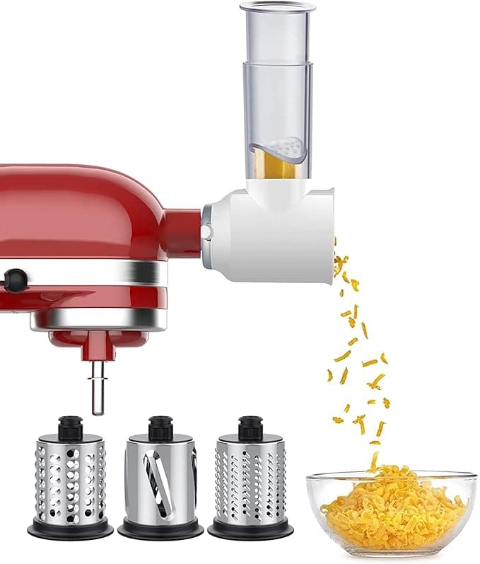 GVODE Vegetable Cutter Accessory for Kitchenaid Pastry Processor, Slicer Accessory for Kitchenaid, with Three Stainless Steel Blades, White
