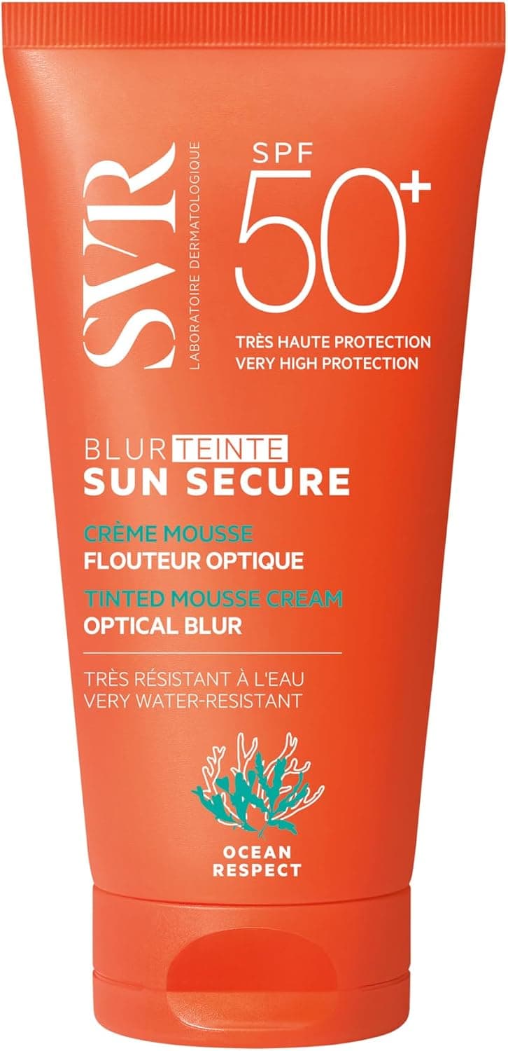 SVR - Sun Secure Blur Teinté SPF50+ - Crème mousse solaire teintée effet flouteur optique – Pprotection UVA, UVB, infrarouge & lumière visible – Peaux sensibles – Niacinamide, Vitamine E – 50 ml - Image 1