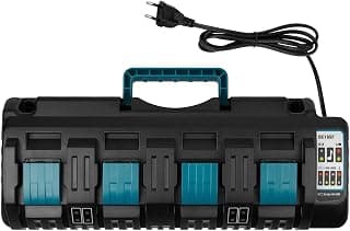 Chargeur DC18SF 14,4V-18V pour batterie Makita ASUNCELL 3A 4 ports Chargeur de remplacement pour batterie Li-ion Makita LXT DC18RD DC18RC Chargeur rapide BL1415 BL1430 (prise EU 110-230V)