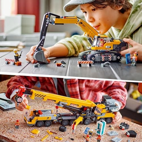 Lego City City Crane and Excavator Set, Mobile Construction Crane (60409) and Crawler Excavator (60420), Combination Kit for Ages 9+ - Image 5