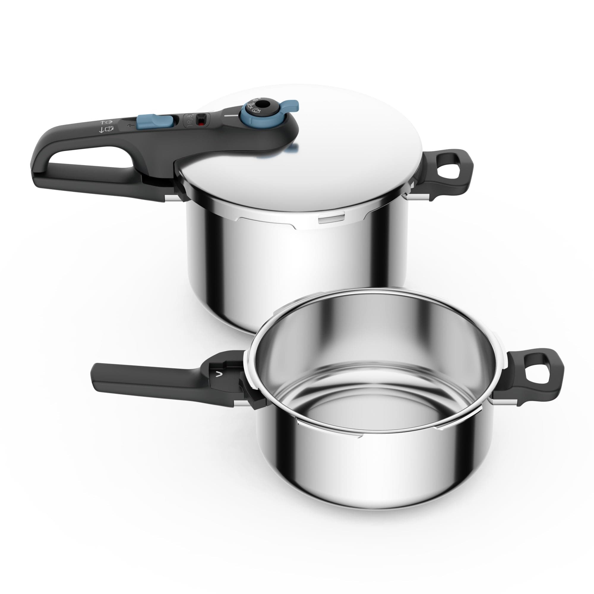 Tefal Secure Trendy P2584301 2 Bowl 4 and 6 L Pressure Cooker with 2 Programmes, Fast Cooking, Safe, Induction Compatible - Image 1