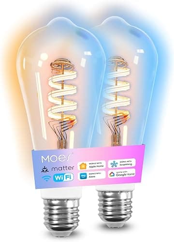 MOES Matter WiFi Smart Bulb RGB E27, Compatible with Alexa, Google Home, Apple Home, 5W 400LM 2700k - 6500k RGB Dimmable 16 Million Colors, 2.4GHz - Image 1