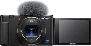 Sony ZV-1 | Sony Vlog Camera (RS 1.0 CMOS Sensor, AF with Real-Time Eye Tracking (Photo & Video), Adjustable Screen, 4K HDR Video, Built-in 3-Capsule Directional Microphone, Black