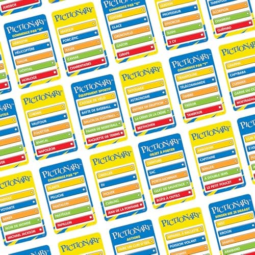 Mattel GamesPictionary Jeu de société familial pour enfants et adultes, soirée jeux pour 2 équipes, avec feutres et ardoises effaçables et sablier, Versión en Francés, JDX98 - Image 7