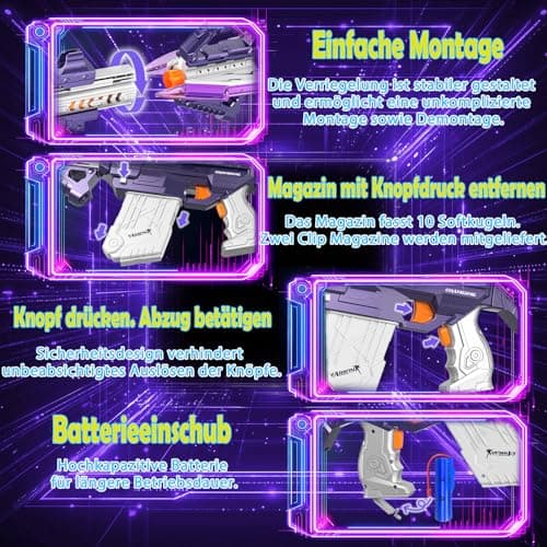 Electric Toy Gun for Nerf Sniper - 2 Chargers, 50 Darts, Over 100 Combinations - Electric Toy Sniper Rifle with Scope - Gift for 6-12 Years Old Kids - Image 6