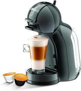 Krups Nescafé Dolce Gusto Coffee Machine Multi-Drink Capsule Coffee Machine, 0.8 L, 15 Bars, Compact Coffee Maker, Automatic Shut-off, Adjustable Drink Size, Mini Me, Black/Anthracite KP123810