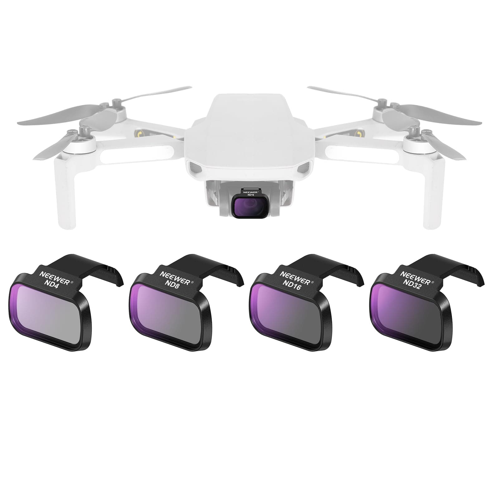 DJI NEEWER ND Filters Compatible with DJI Mini 4K/2 SE/SE/2/Mavic Mini (Pack of 4) ND4+ND8+ND16+ND32, Multi-layer HD Optical Glass Clip-on, Neutral Density, Accessory for Drone Camera Lens, FL-B39
