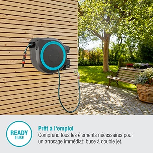 GARDENA Devidoir automatique mural RollUp XL liseret bleu - Longueur 35m - O13mm - Kit complet - Garantie 5 ans 18630-20 - Image 6