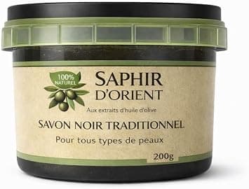 SAPHIR D'ORIENT Traditional Black Soap, Body Scrub, Face Scrub, Beldi Soap, Purifying, Exfoliating, Cleansing, Moisturizing, 100% Natural, Morocco, Hammam, Olive Oil, 200g, All Skin Types - Image 1