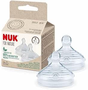 NUK For Nature Silicone Teats S 2 Units Slow Flow Teat Feeding Bottle
