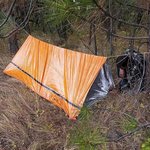 MEKKAPRO - Thermal Mylar Survival Tent for 2 Persons (240x150x150cm) - Reusable Emergency Shelter for Camping Emergency Sleeping Waterproof Hiking Trekking and Bivvy - Orange - Image 8