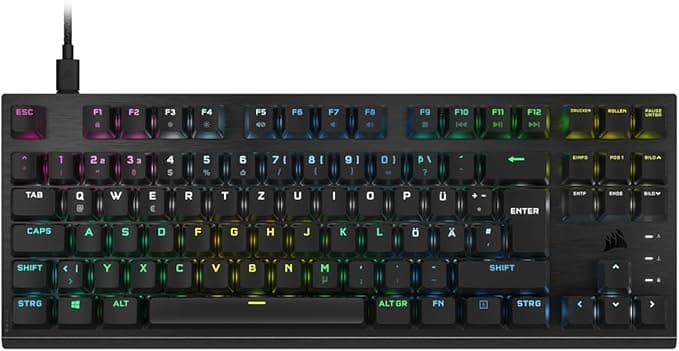 Corsair Corsair K60 Pro TKL RGB Optisch-mechanische Tenkeyless- Gaming-Tastatur - Corsair OPX-Tastenschalter (DE)