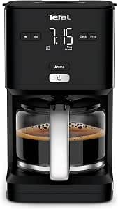 Tefal Filter coffee maker, 10 to 15 cups, 1.25 L, Filter, 24h programmable, Automatic shutdown, Digital display, Anti-drip system, Smart'n Light, Black, CM600810
