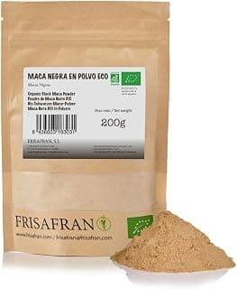 FRISAFRAN | Maca noire Bio en Poudre Bio 200g | maca noire moulue | poudre de maca noire | Superaliment | énergisante | Maca naturelle et Pur | vitamines | Équilibre hormonal | Végétalien Sans Gluten