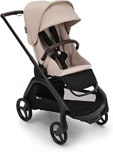 Bugaboo Dragonfly, compact and lightweight city stroller, easy one-handed folding in all positions, XL underseat basket, graphite frame and Desert Taupe hood