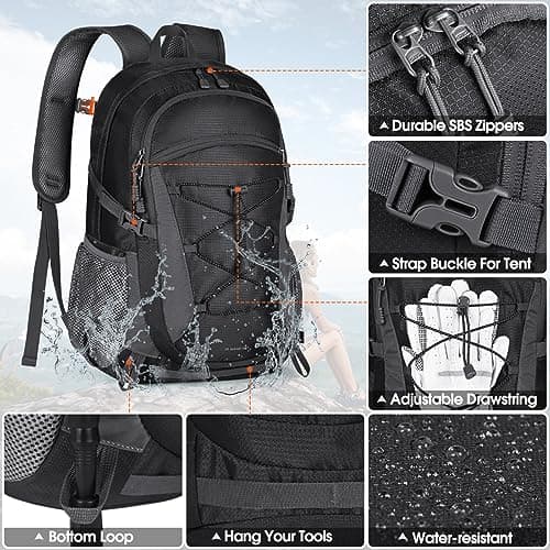 RAINSMORE Hiking Backpack 40L Ultralight Foldable Travel Backpack Men Women Waterproof Trekking Backpack Large Capacity for Mountaineering Climbing Sport Camping - Image 7