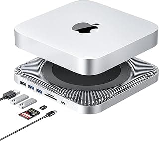 MAC Hub USB-C avec boîtier de disque dur pour Mac Mini M1, station d'accueil de type C avec fente SSD SATA/HDD, double port USB 3.0/2.0, lecteurs de cartes TF/SD, compatible avec Mac Mini 2018/2020