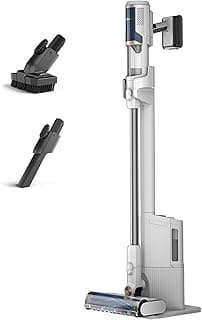 Clean & Empty, Cordless Vacuum Cleaner, Automatic Emptying, Tangle-Free Vacuum Cleaner with Pet Accessories and Crevice Tool, 40 Min Battery Life, Charging Dock, White/Blue, BU3521EU