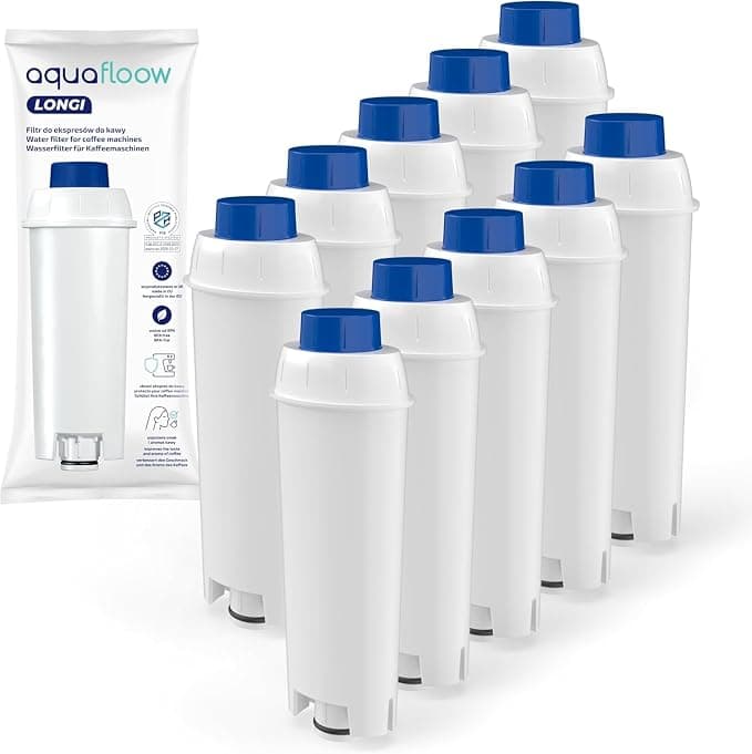 Aquafloow DLSC002 Water Filter Compatible with DeLonghi Magnifica S, Eletta Explorer, Dinamica, PrimaDonna and ECAM Series Replacement Filter Cartridge (10x) - Image 1