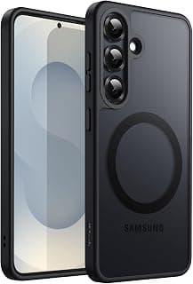 JETech Coque Magnétique pour Samsung Galaxy S25 5G, Compatible avec MagSafe, Étui Housse Antichoc à Dos Translucide Mat (Noir)