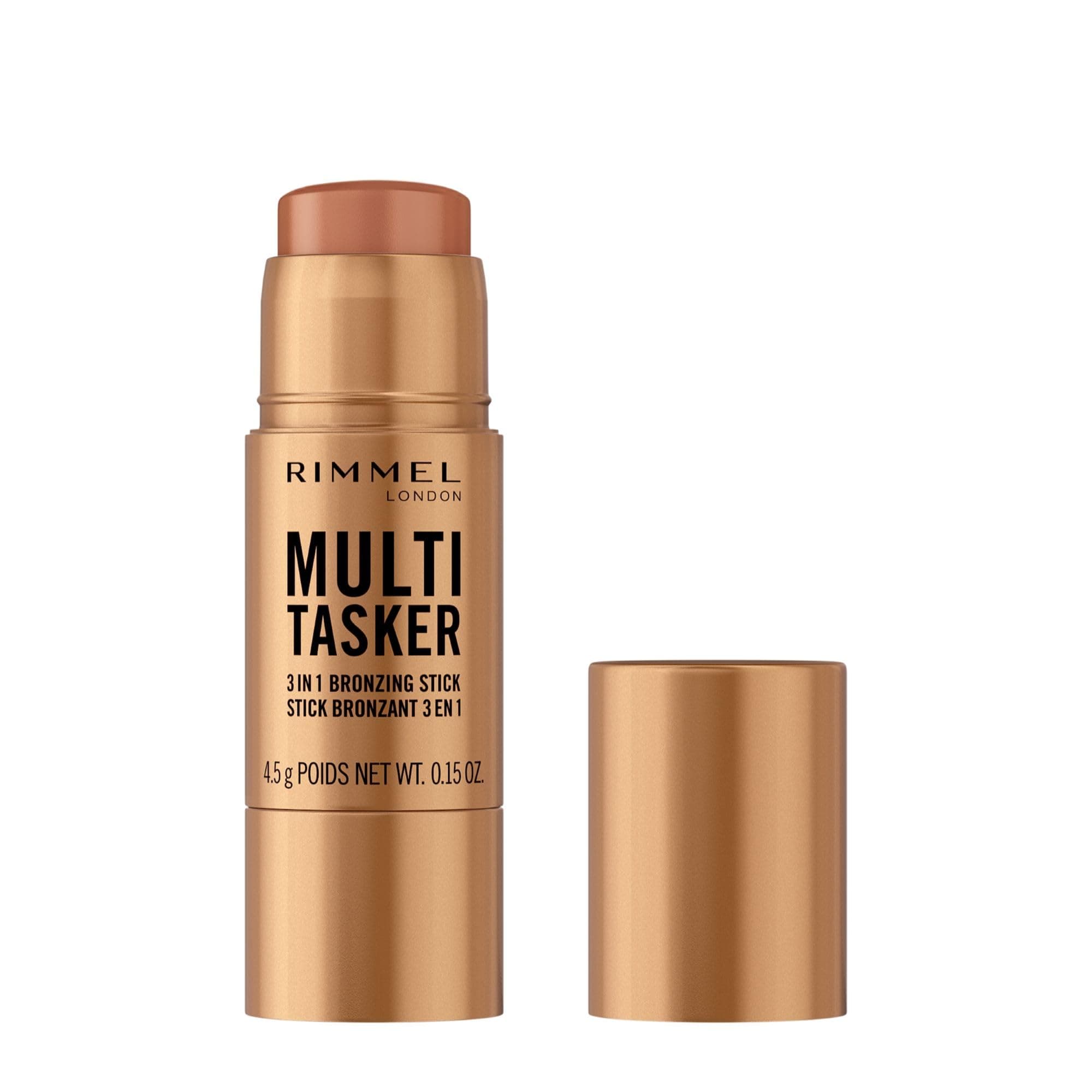 Rimmel London Multi Tasker, Sculpting & Contour Bronzer Stick, All-Day Lasting, Fresh Finish, Vegan Makeup, 4.5g 002 Medium