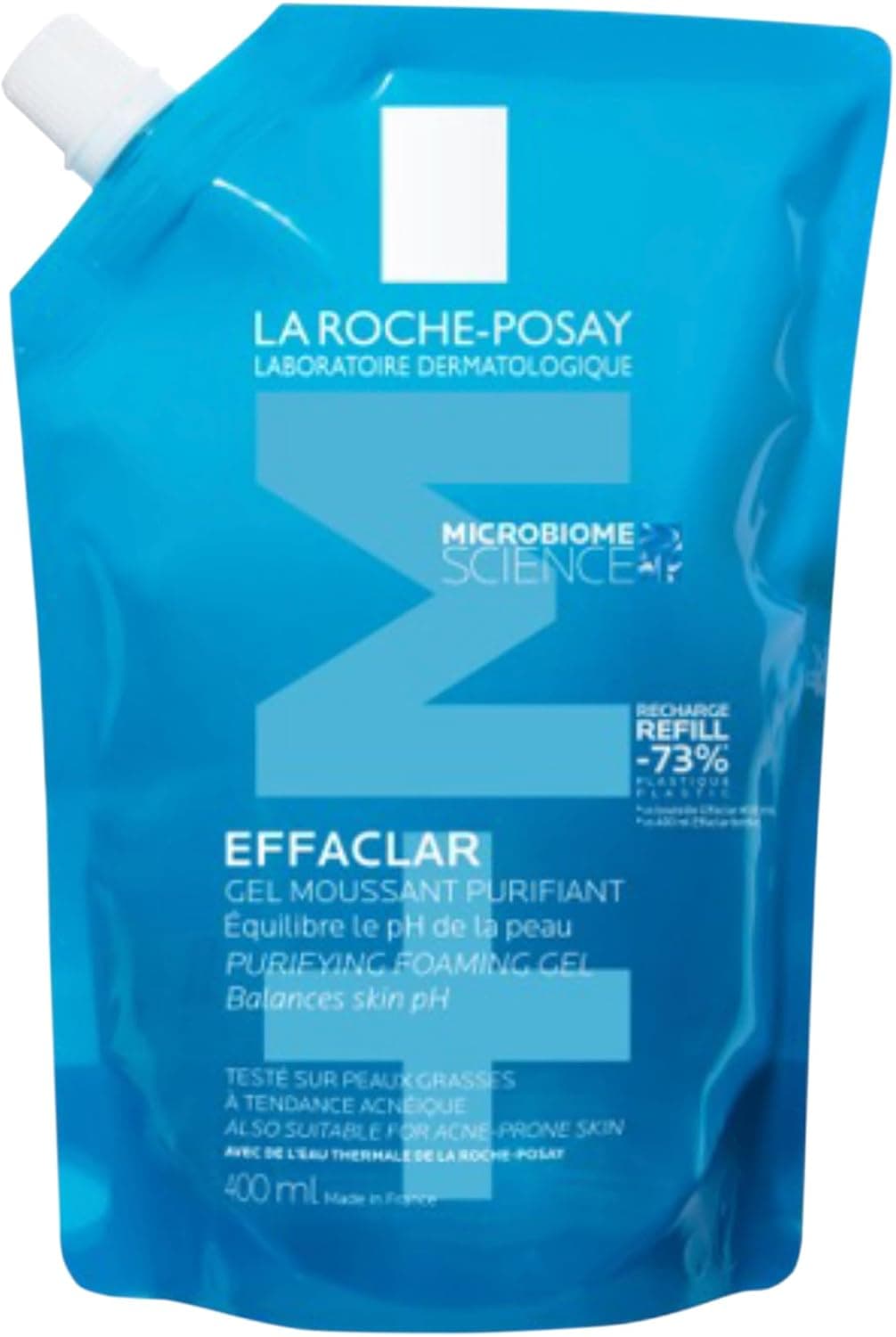 La Roche-Posay, Effaclar, Gel Moussant Purifiant Éco-Recharge, Nettoie en Douceur & Matifie, Formule Sans Savon, pH Physiologique, Pour Peaux Grasses à Tendance Acnéique, 400 ml - Image 1