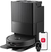 roborock QV 35S Robot Aspirateur, 10 000 pa d'Aspiration, Double Système Anti-Enchevêtrement, Deux Balais Relevables 10mm, Technologie RéActive & Navigation PreciSense LiDAR, Station Tout-en-Un Noir