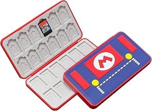 Nintendo Étui de Rangement pour Jeux pour Nintendo Switch, Boîte de Rangement pour Cartes de Jeu, Switch Porte Cartes de Jeux Grande Capacité pour 24 NS 24 TF Cartes (Rouge Chiffon)