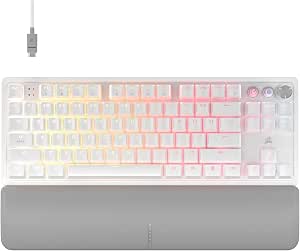Corsair K70 Pro TKL RGB Wired Mechanical Magnetic Gaming Keyboard - Lubricated with MGX Hyperdrive, SOCD and Rapid Trigger Adjustable Switches, ABS Double-Shot, 8000Hz, QWERTY NA - White