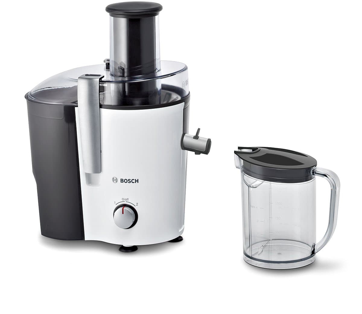 Bosch VitaJuice 2 MES25A0 Juice Extractor, Electric Fruit and Vegetable Juicer, Large Filling Tree, Dishwasher Safe, 700 W, White/Anthracite - Image 1