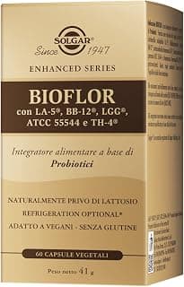 Solgar Bioflor, Complément Probiotique, 60 Capsules végétales, Lactobacillus acidophilus, Bifidobacterium lactis, Sans gluten, Équilibre de la flore intestinale